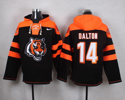 Nike Bengals #14 Andy Dalton Black Player Pullover NFL Hoodie - Click Image to Close